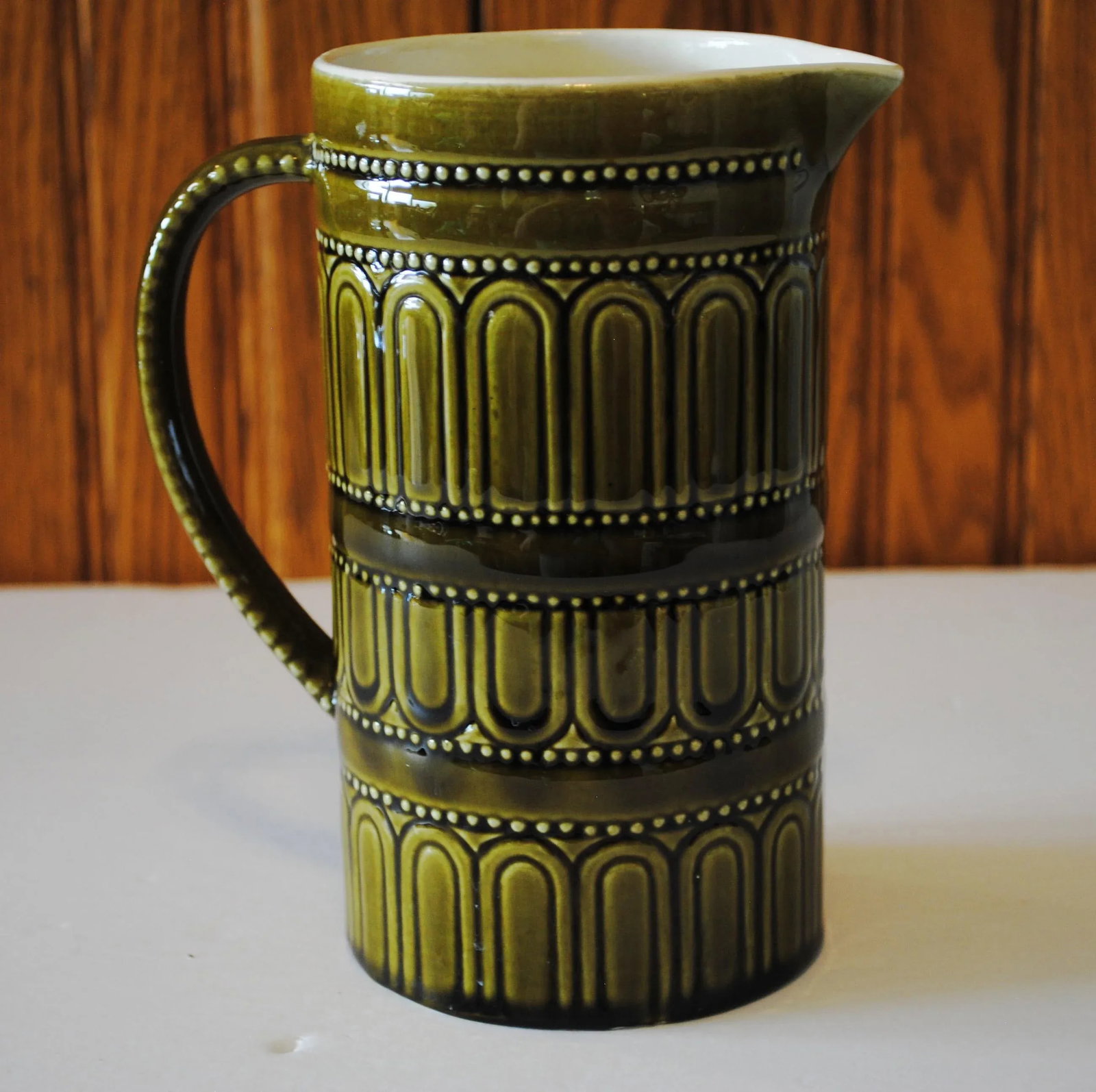 Mid-Century Secla Green Ceramic Pitcher - 2
