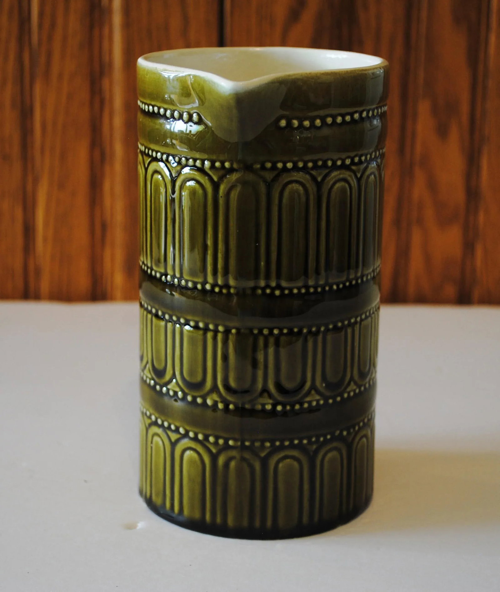 Mid-Century Secla Green Ceramic Pitcher - 3