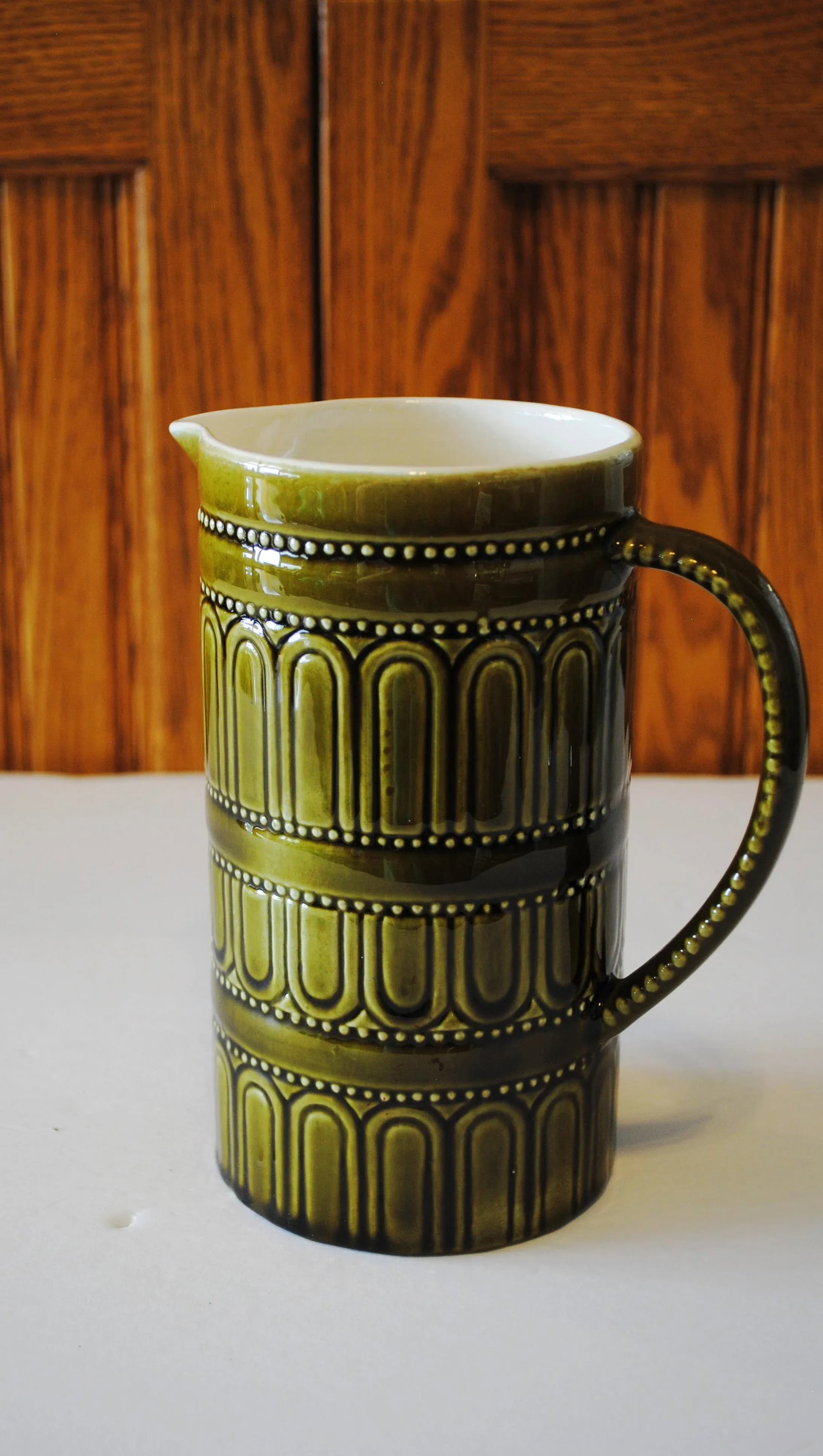Mid-Century Secla Green Ceramic Pitcher - 4