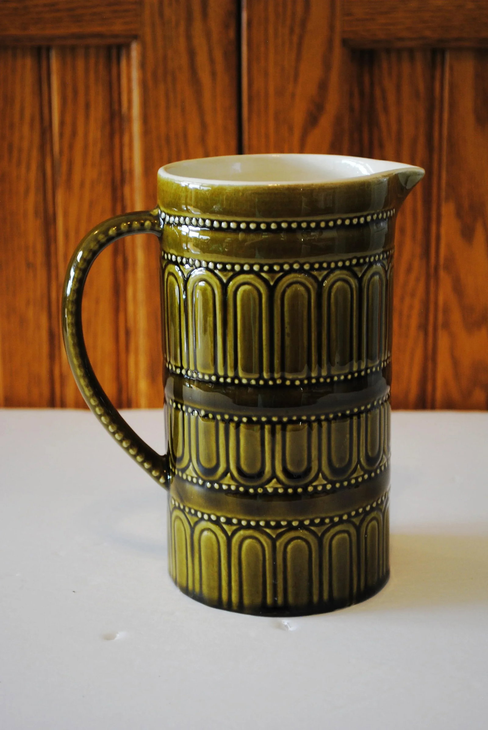 Mid-Century Secla Green Ceramic Pitcher - 6