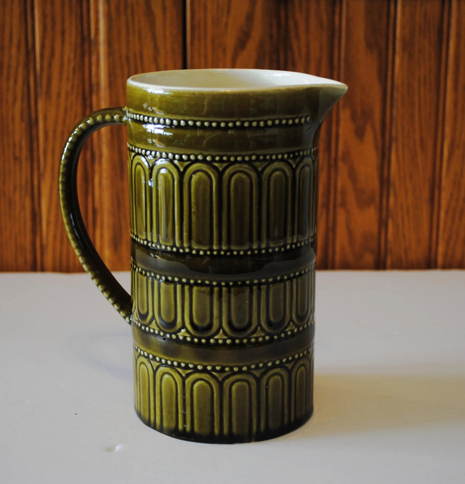 Mid-Century Secla Green Ceramic Pitcher - 7