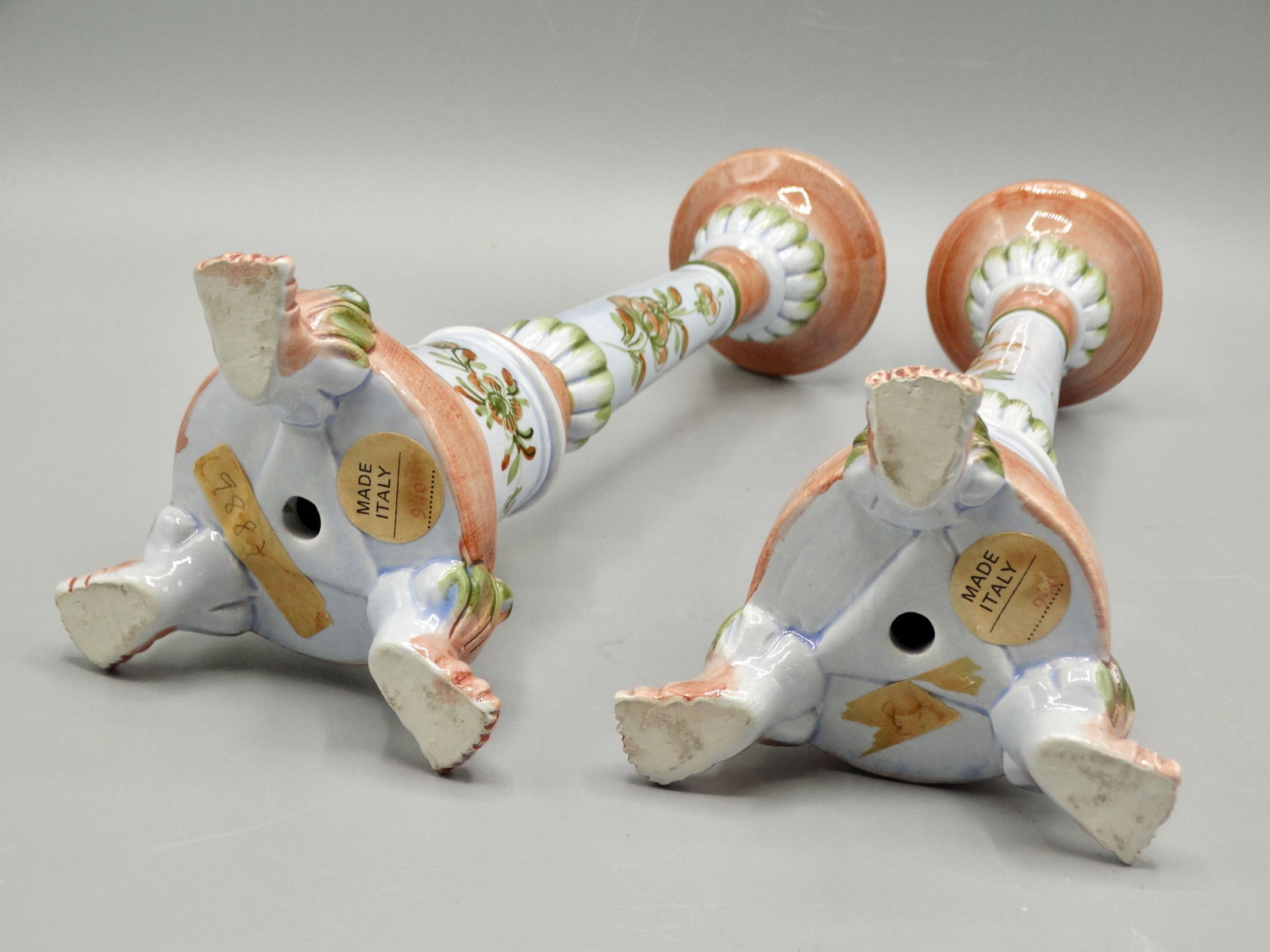 Glazed Italian Candlesticks With Paw Feet, a Pair - 10