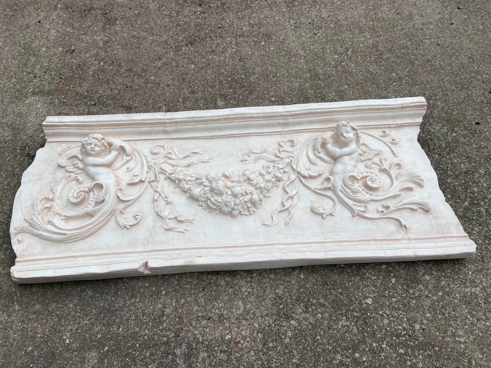 19th Century Style Cherub Mythological French Italian Relief Wall Pediment Plaster Style - 10