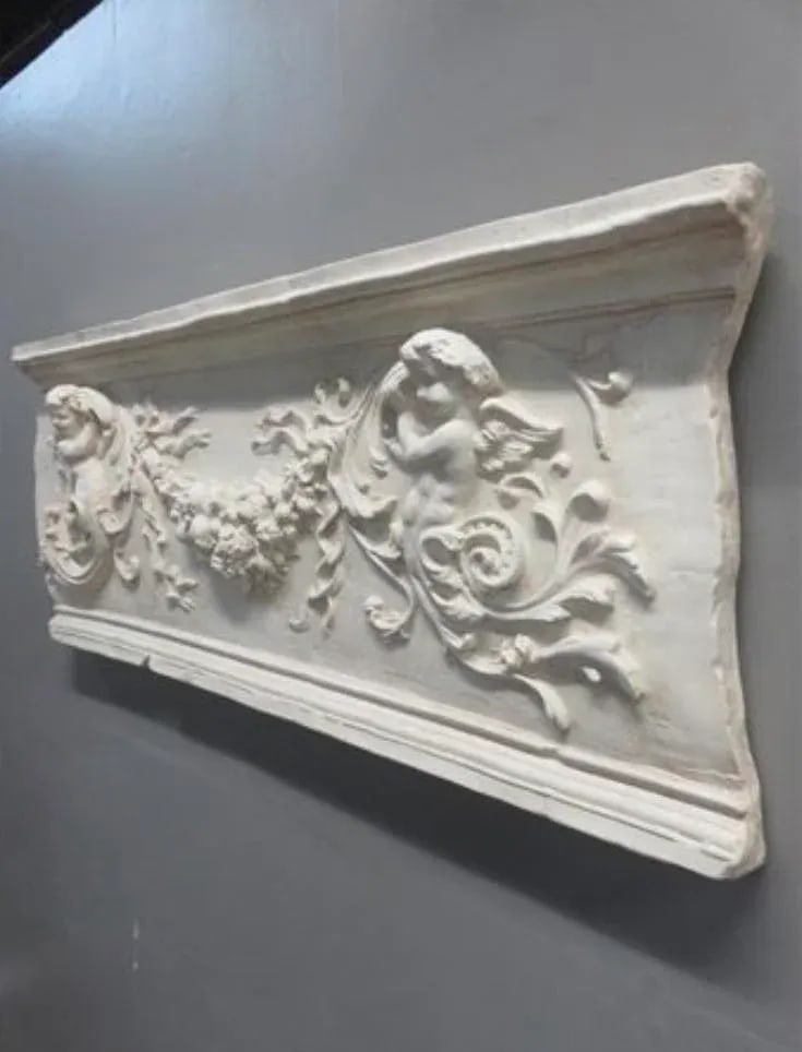 19th Century Style Cherub Mythological French Italian Relief Wall Pediment Plaster Style - 2