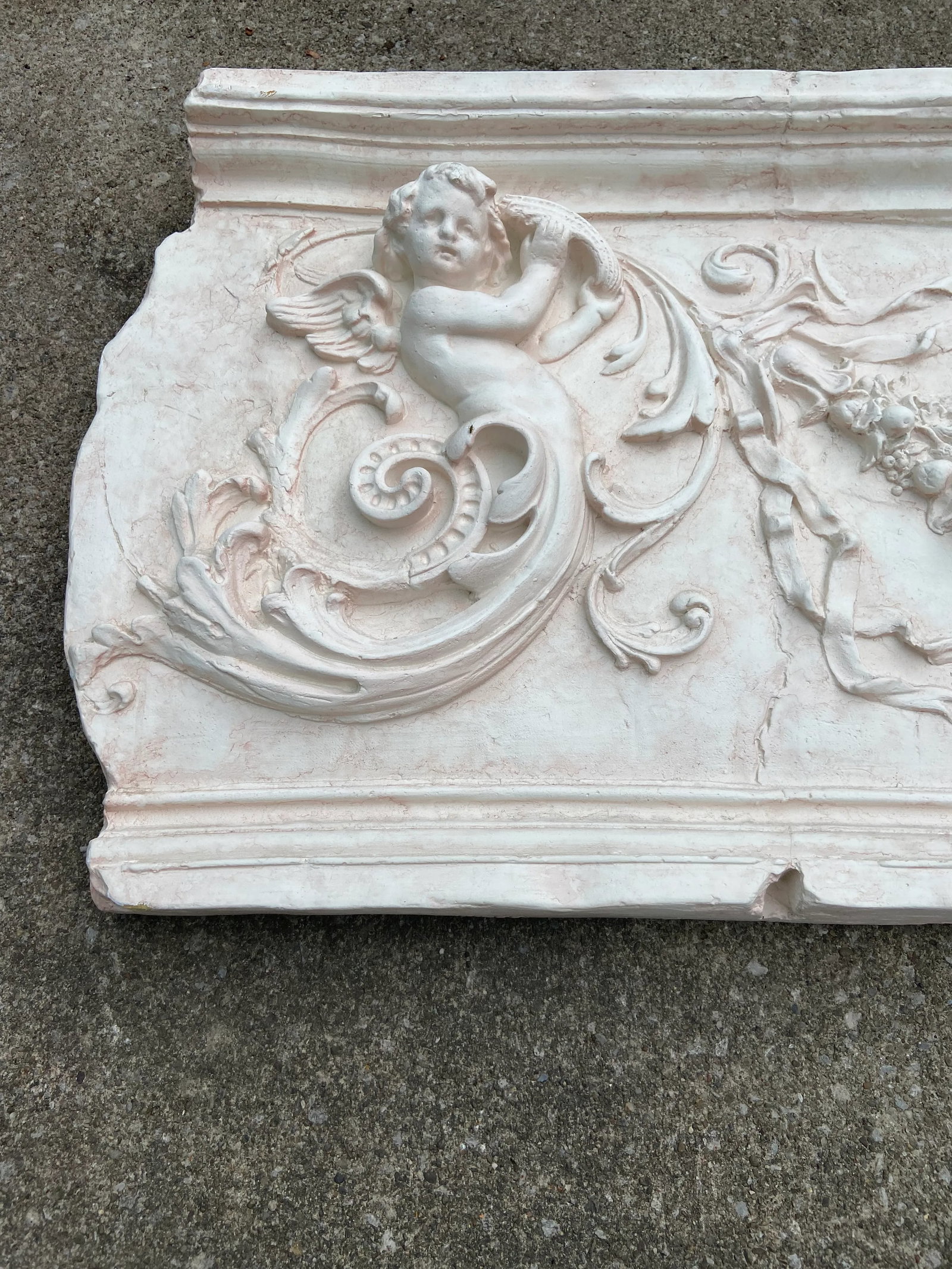19th Century Style Cherub Mythological French Italian Relief Wall Pediment Plaster Style - 5