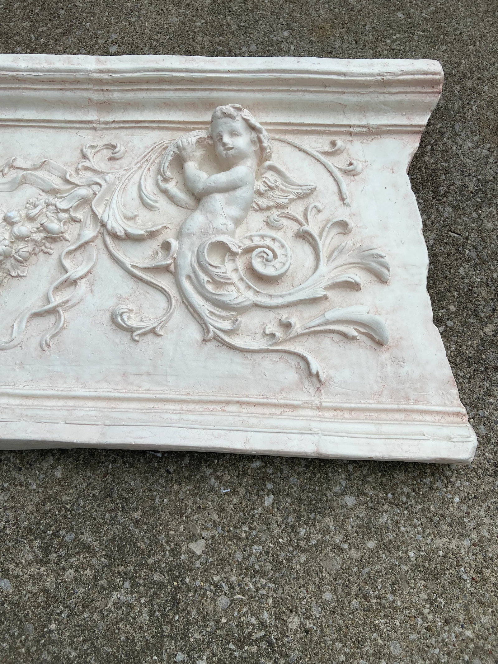 19th Century Style Cherub Mythological French Italian Relief Wall Pediment Plaster Style - 6