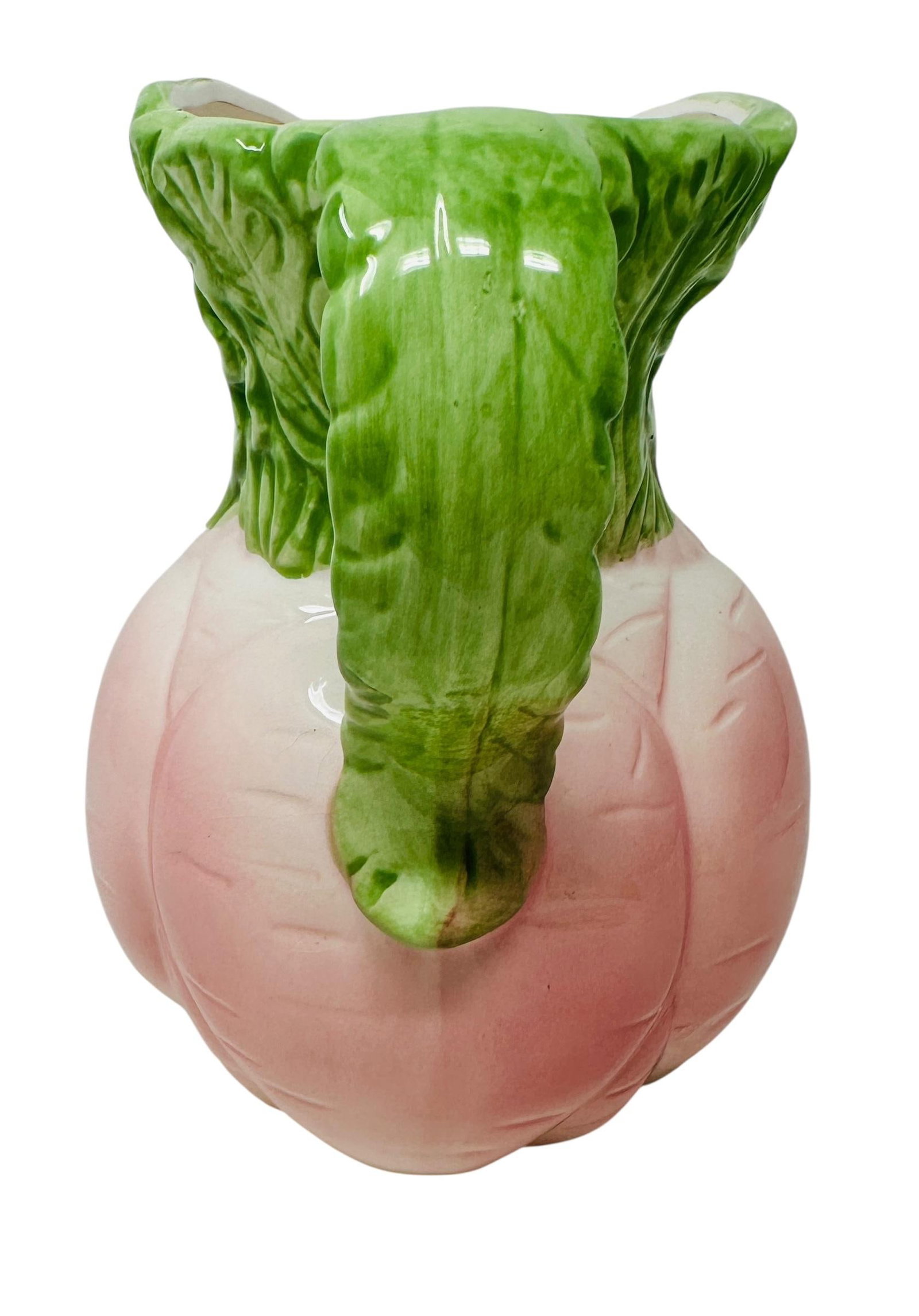 Vintage Majolica-Style Pink Radish Pitcher by Plus One Gifts - 3