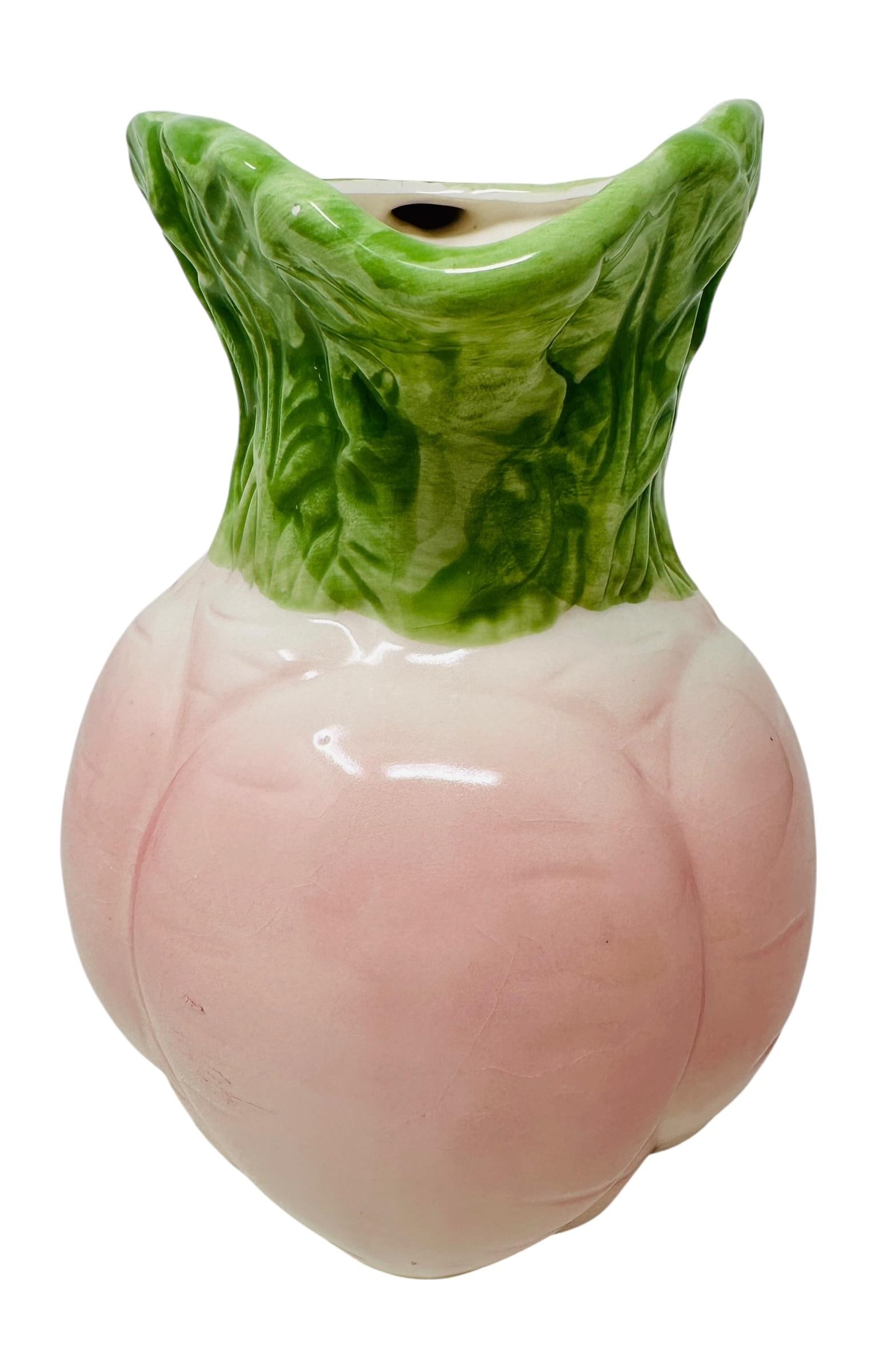 Vintage Majolica-Style Pink Radish Pitcher by Plus One Gifts - 6