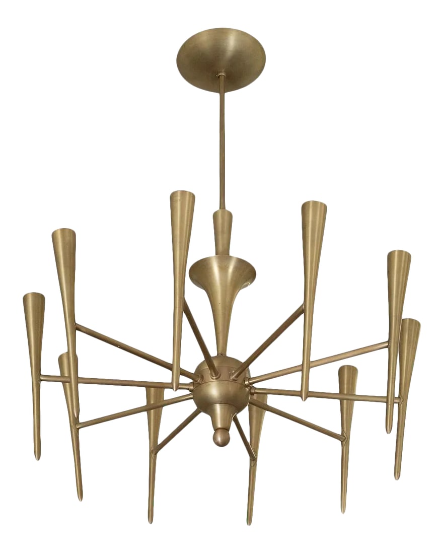 Vintage 1960s Brass "Trumpet" Chandelier (1 of 7)