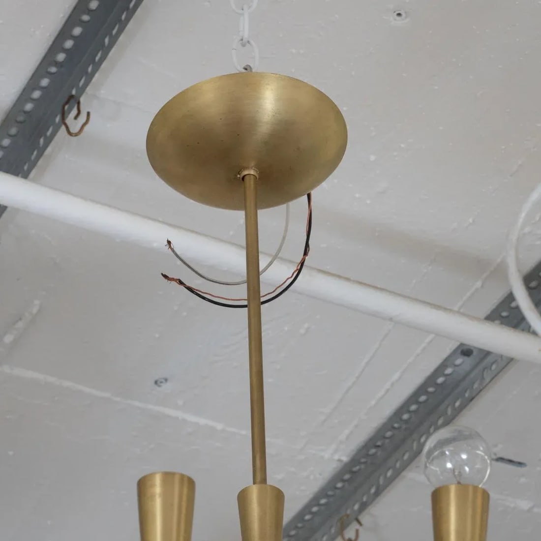 Vintage 1960s Brass "Trumpet" Chandelier - 6