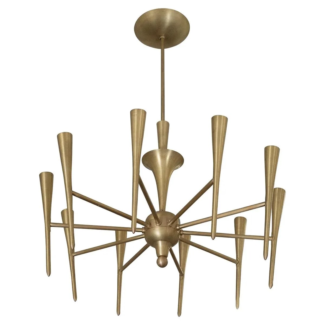 Vintage 1960s Brass "Trumpet" Chandelier - 7