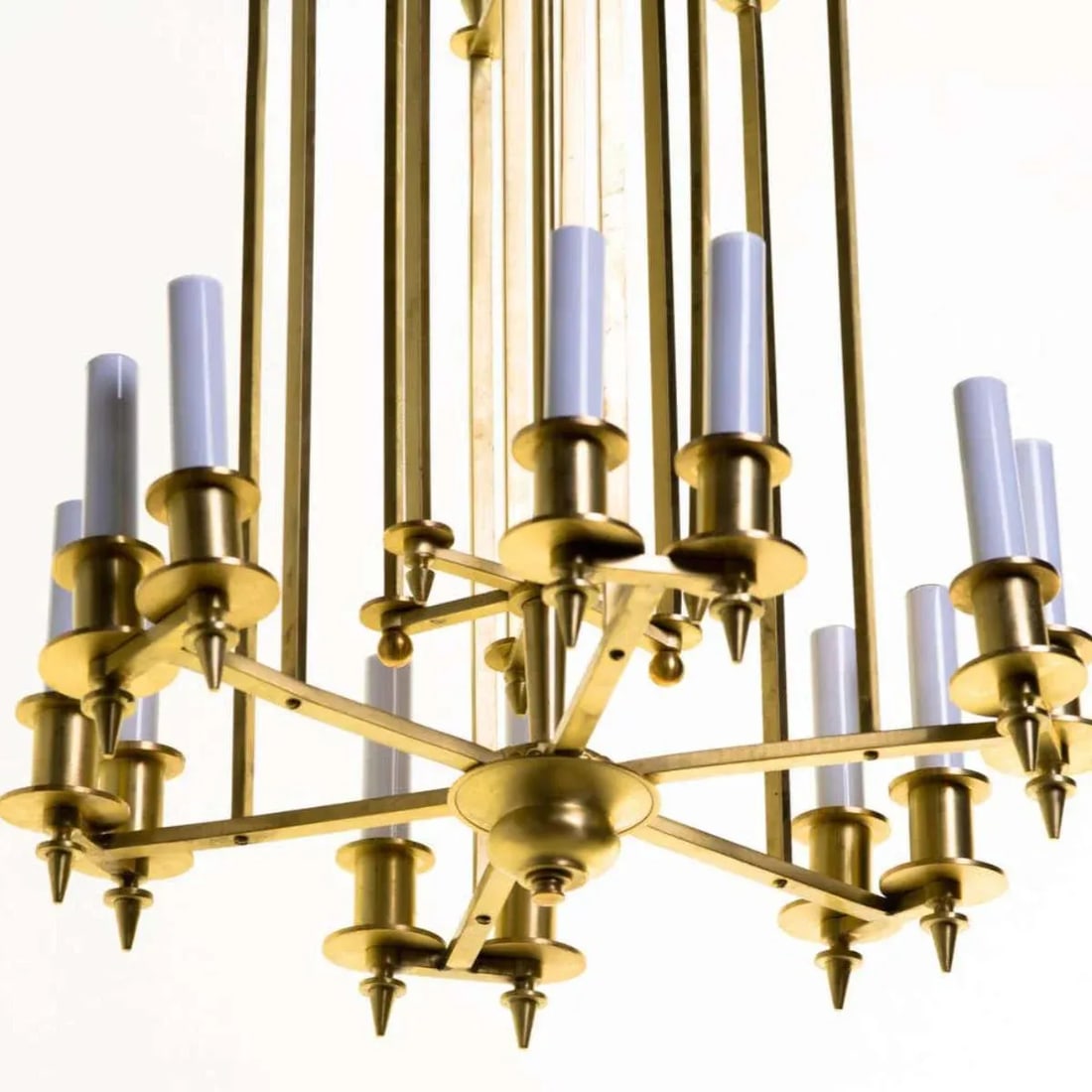 Vintage Twelve-Light Brass Skyscraper Chandelier - 2