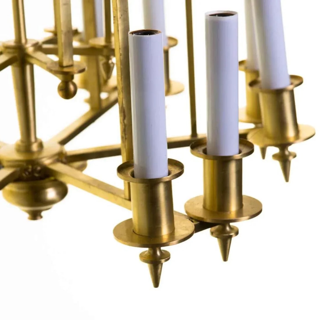 Vintage Twelve-Light Brass Skyscraper Chandelier - 3