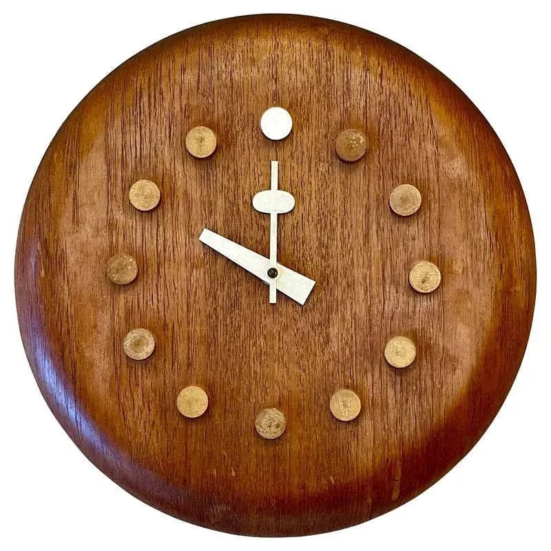 Mid-Century Modern Danish Wall Clock by Fritz Hansen, George Nelson, Teak, 1957 - 12