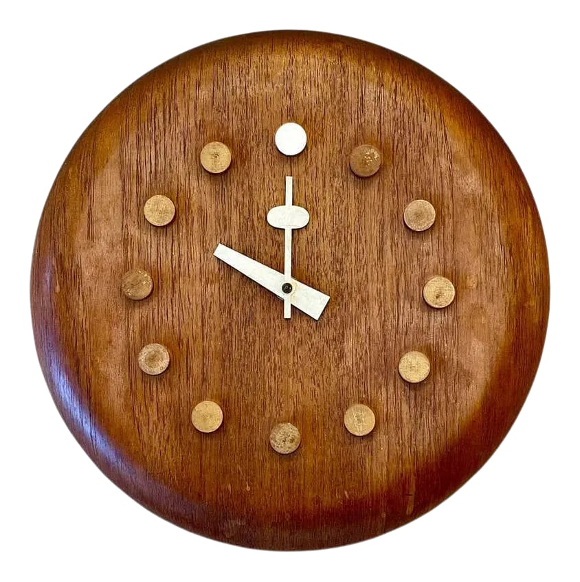 Mid-Century Modern Danish Wall Clock by Fritz Hansen, George Nelson, Teak, 1957 (1 of 12)