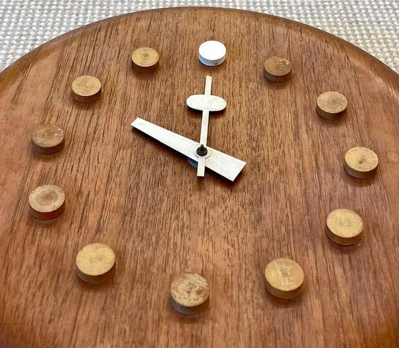 Mid-Century Modern Danish Wall Clock by Fritz Hansen, George Nelson, Teak, 1957 - 2
