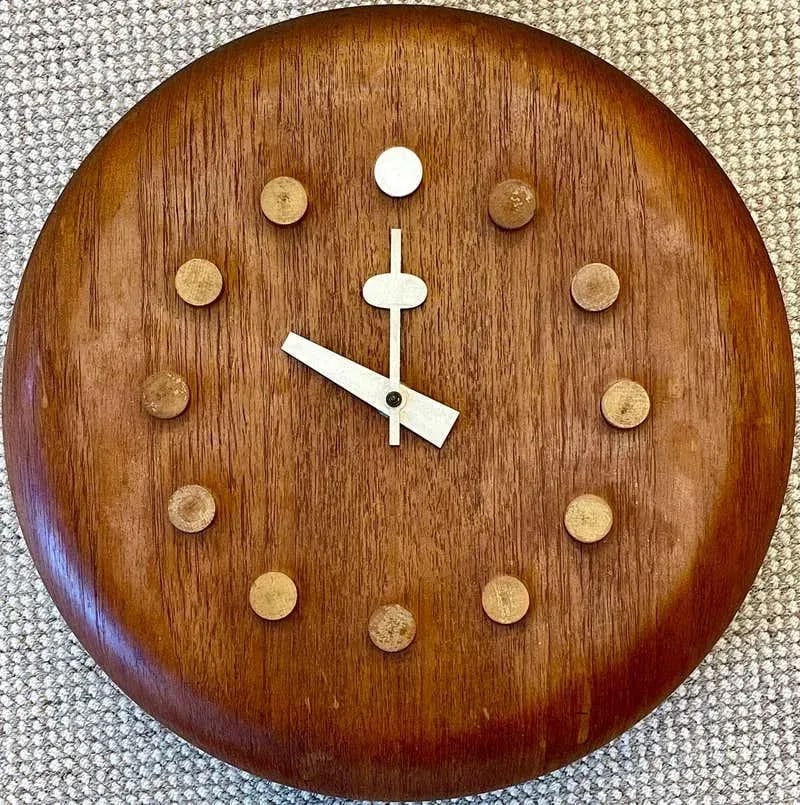 Mid-Century Modern Danish Wall Clock by Fritz Hansen, George Nelson, Teak, 1957 - 3