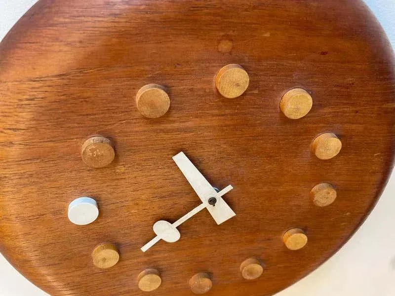 Mid-Century Modern Danish Wall Clock by Fritz Hansen, George Nelson, Teak, 1957 - 8