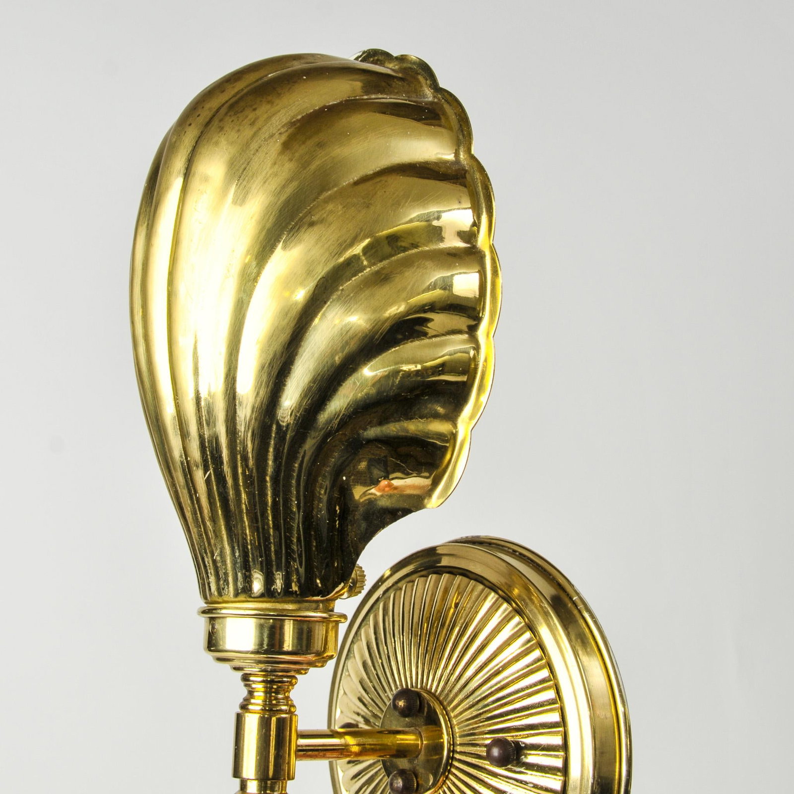 Vintage Brass Shell Wall Sconce - 12