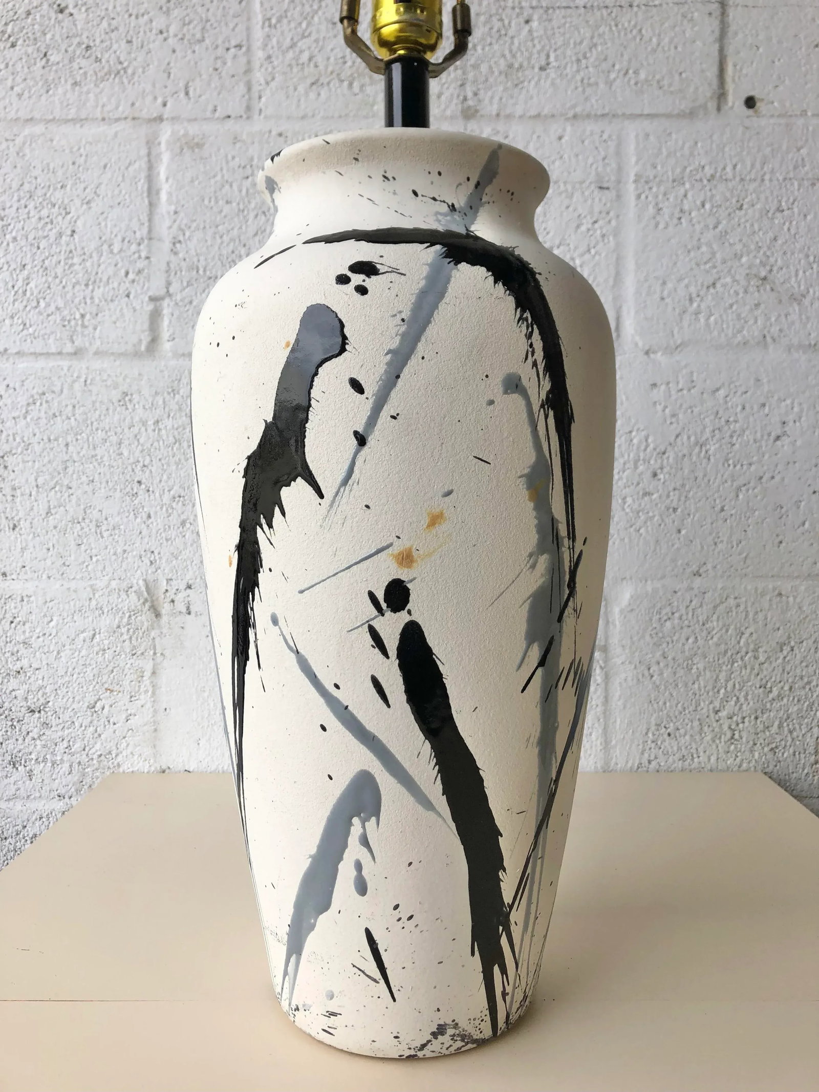 1980s Jackson Pollock Inspired Splatter Glaze Lamp - 2