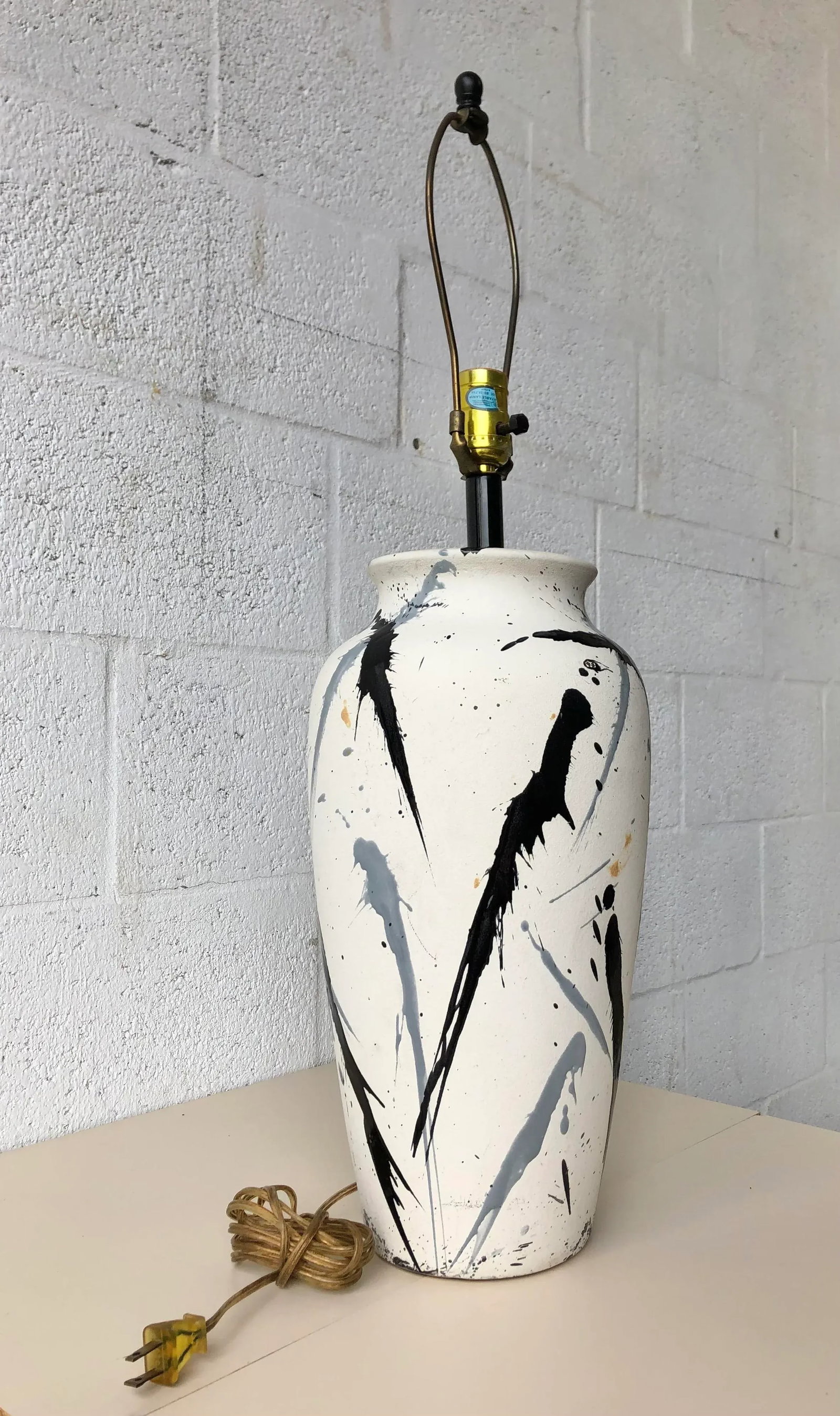 1980s Jackson Pollock Inspired Splatter Glaze Lamp - 3