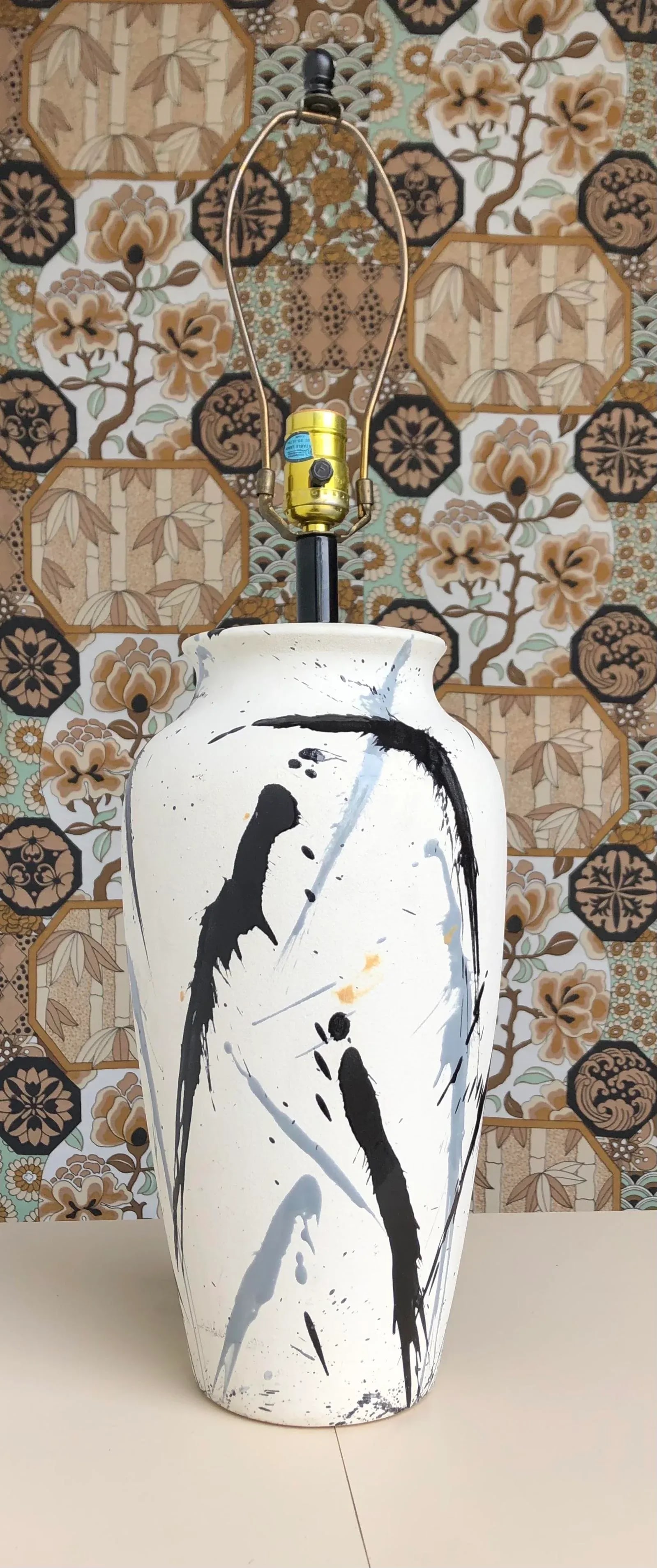 1980s Jackson Pollock Inspired Splatter Glaze Lamp - 4