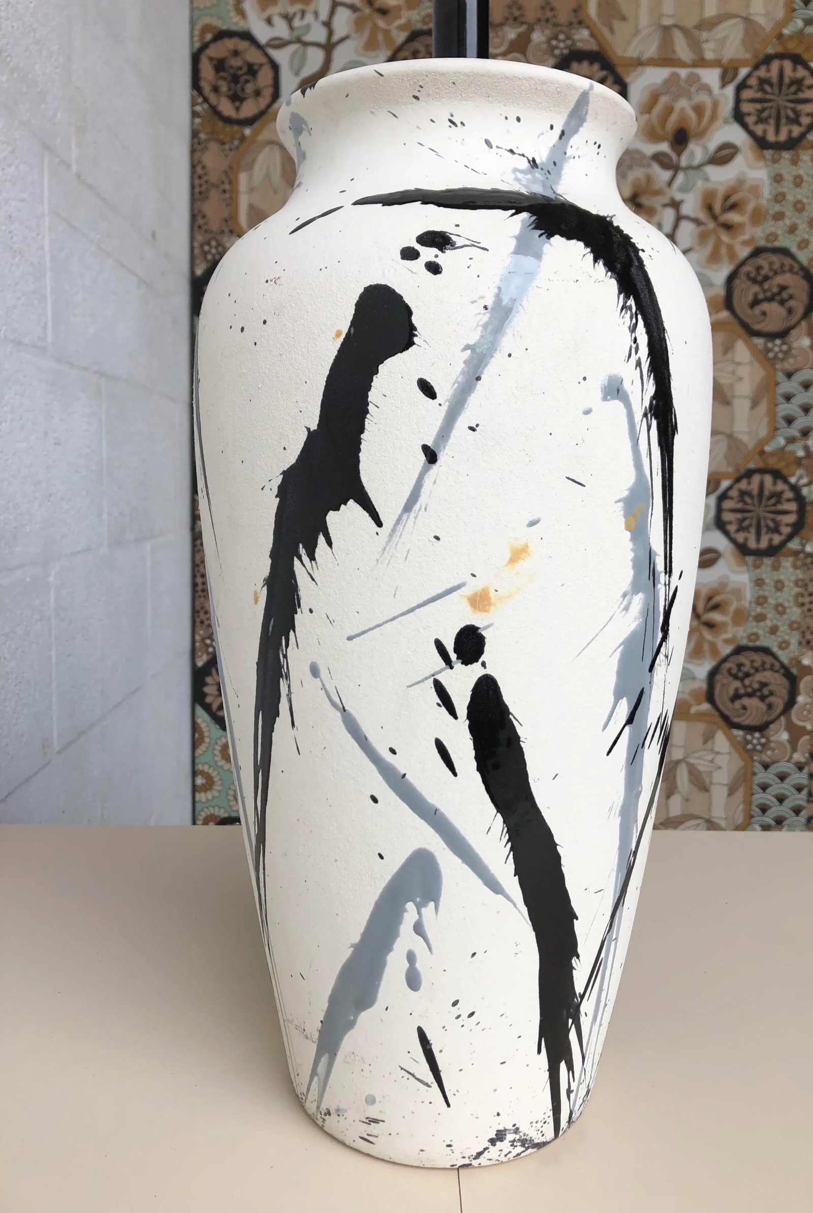 1980s Jackson Pollock Inspired Splatter Glaze Lamp - 5