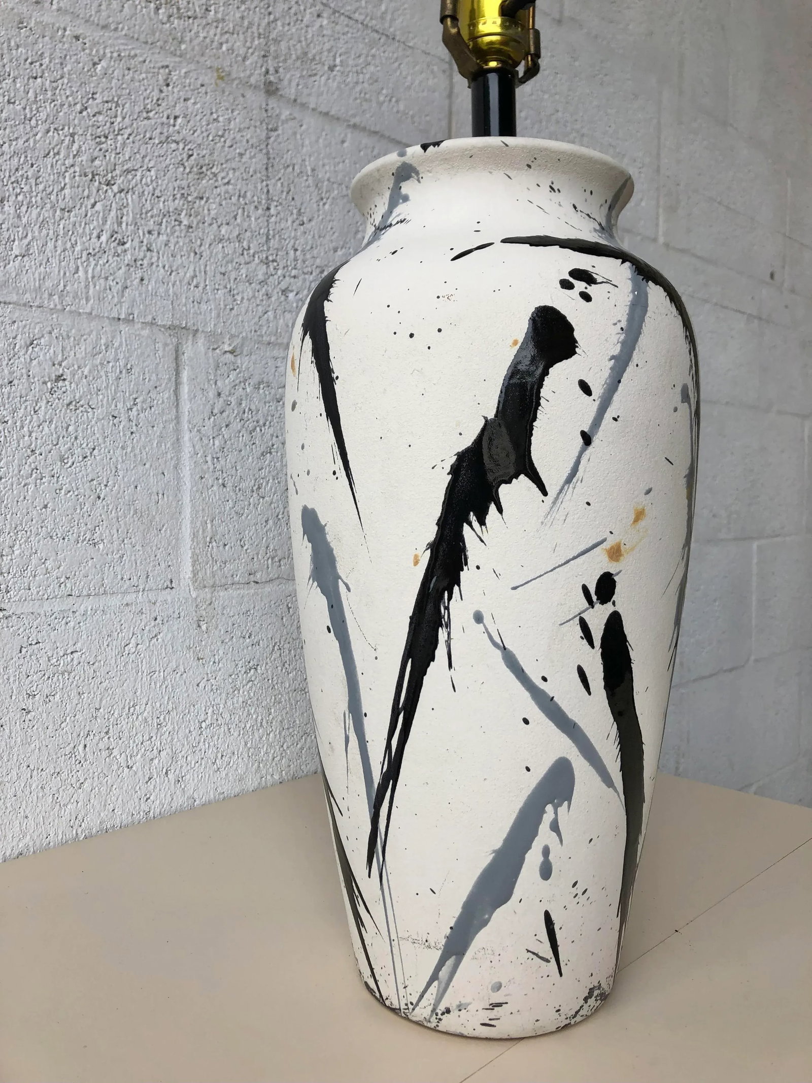 1980s Jackson Pollock Inspired Splatter Glaze Lamp - 6