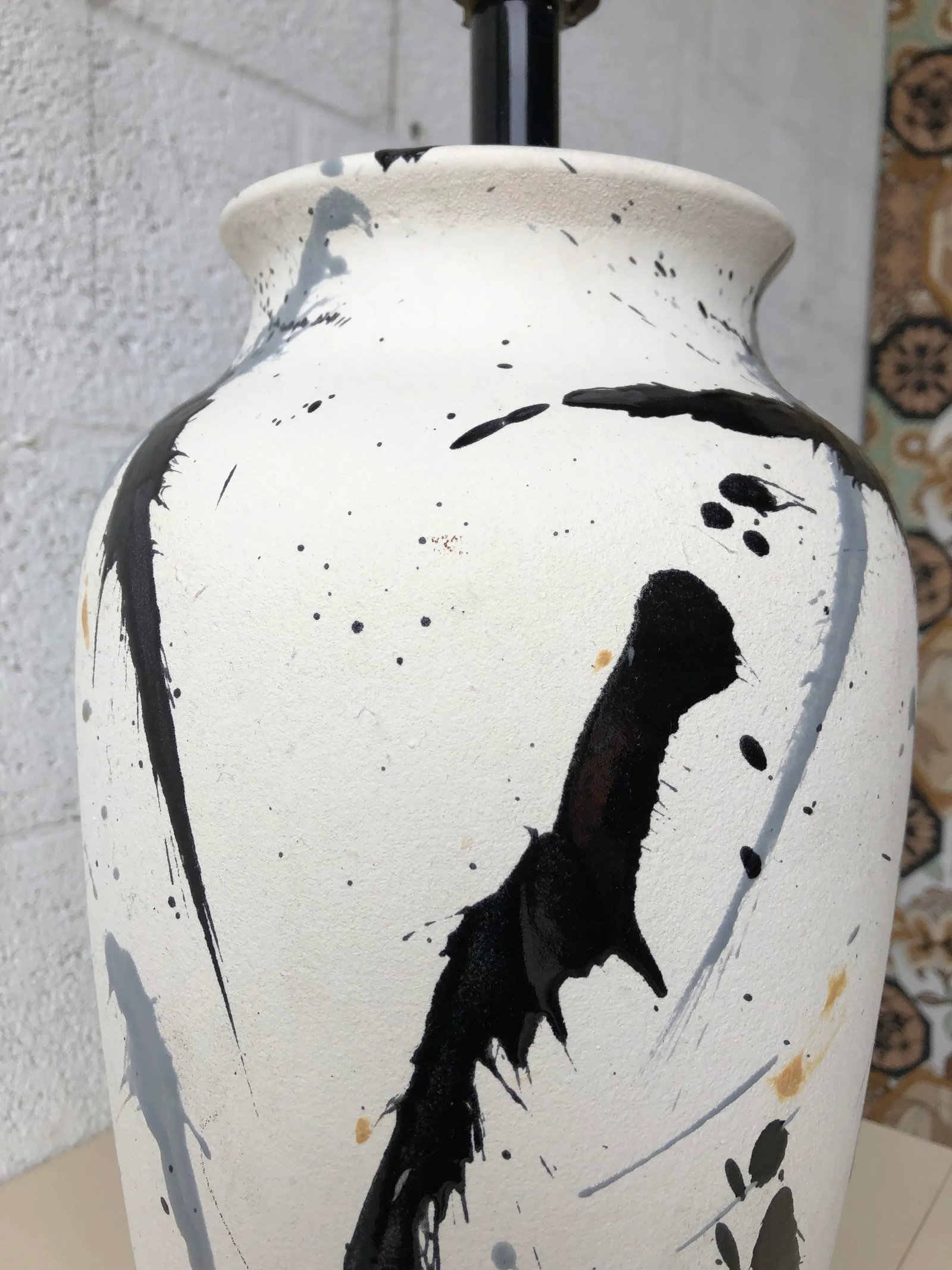 1980s Jackson Pollock Inspired Splatter Glaze Lamp - 7