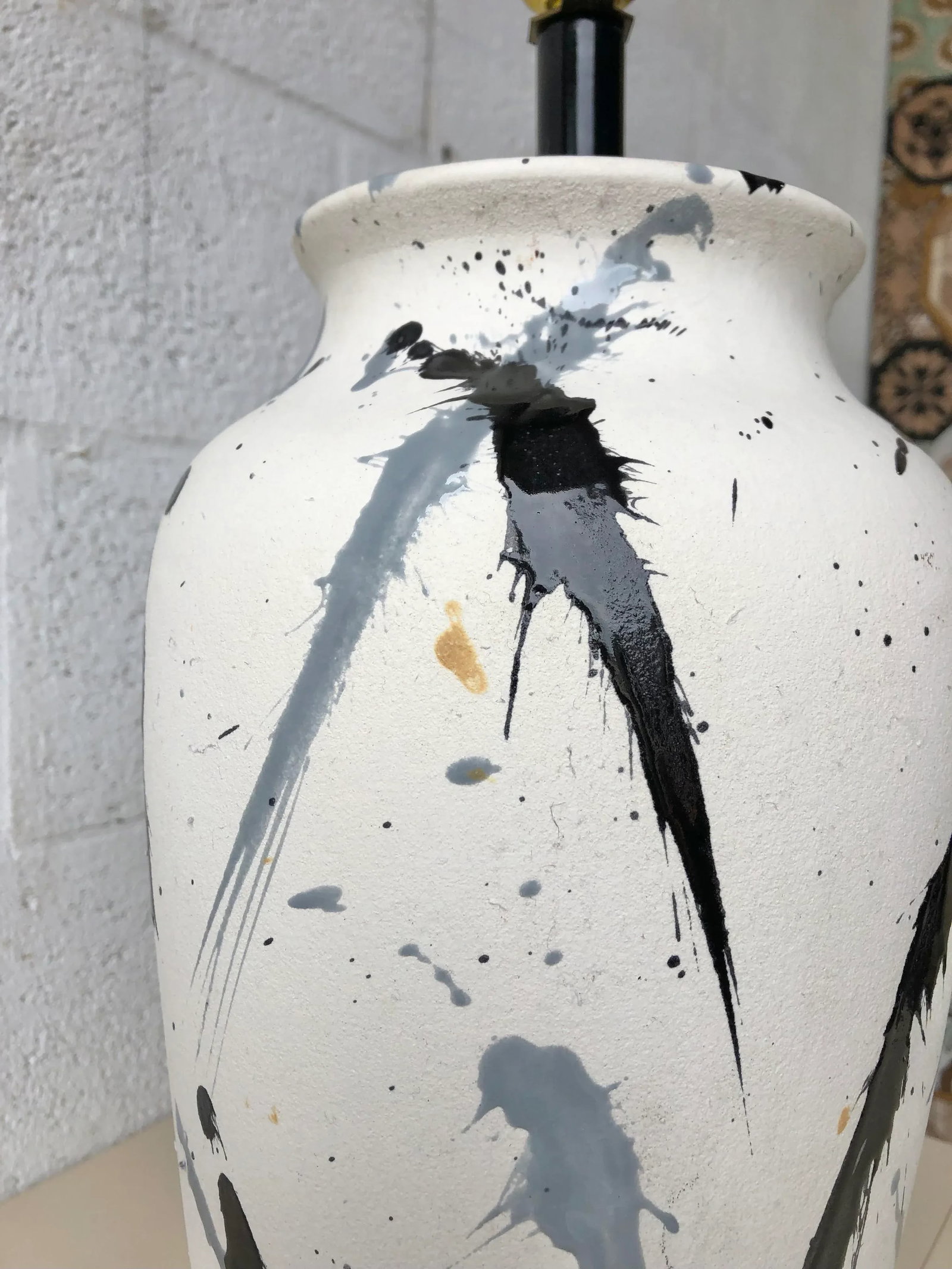 1980s Jackson Pollock Inspired Splatter Glaze Lamp - 8