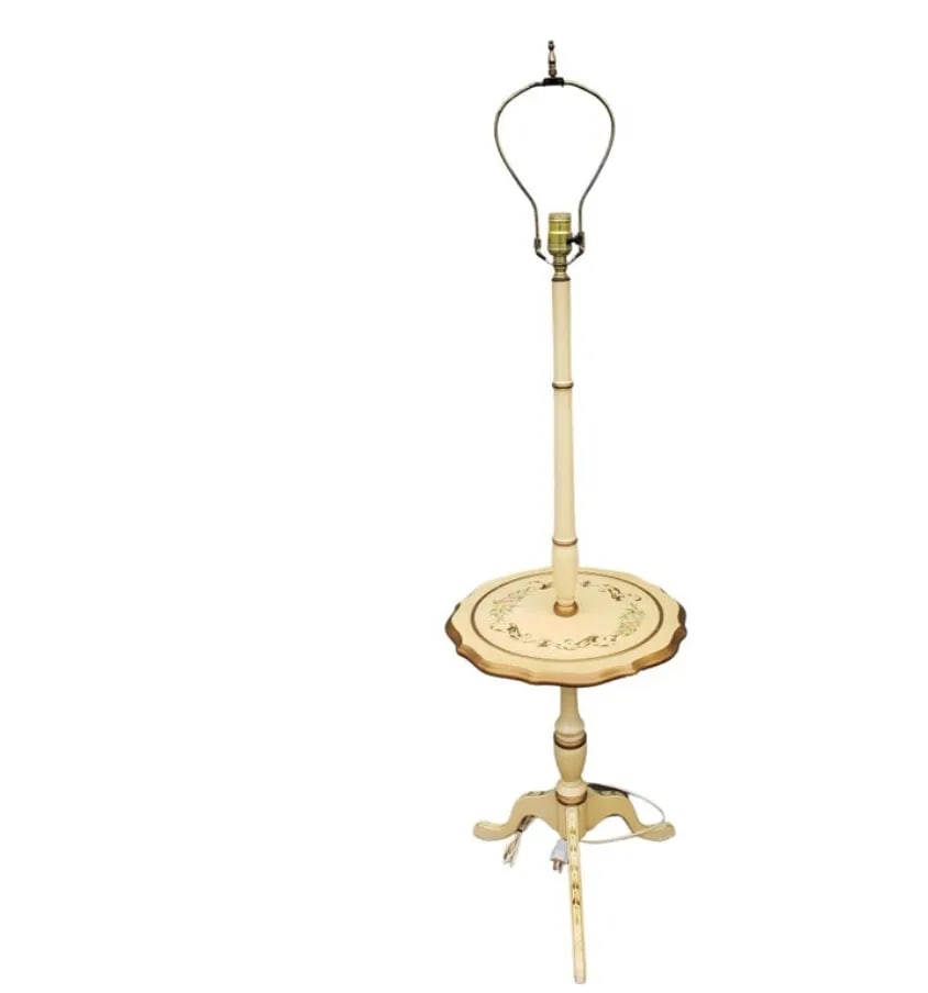 French Provincial Floor Lamp Table, Circa 1960s - 2
