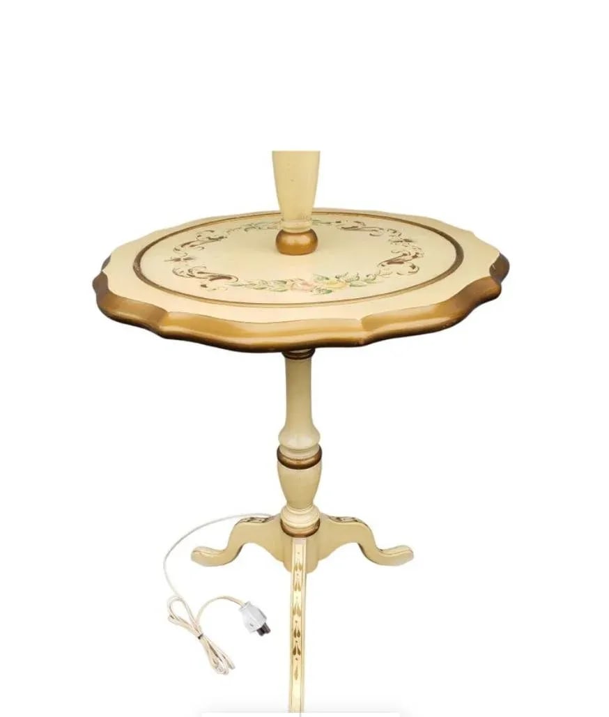 French Provincial Floor Lamp Table, Circa 1960s - 3