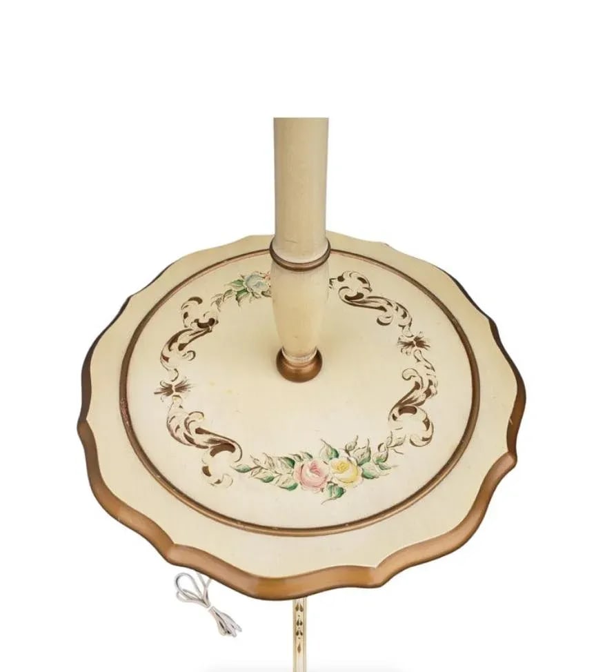 French Provincial Floor Lamp Table, Circa 1960s - 4