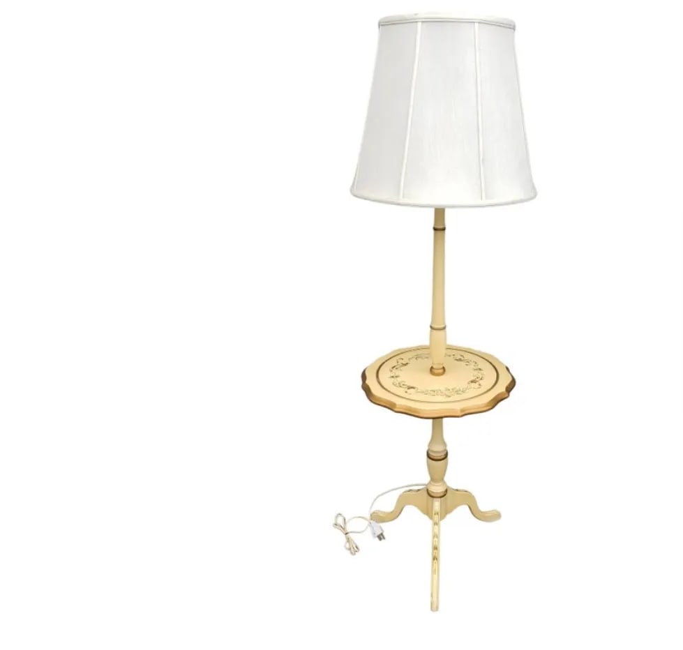French Provincial Floor Lamp Table, Circa 1960s - 7