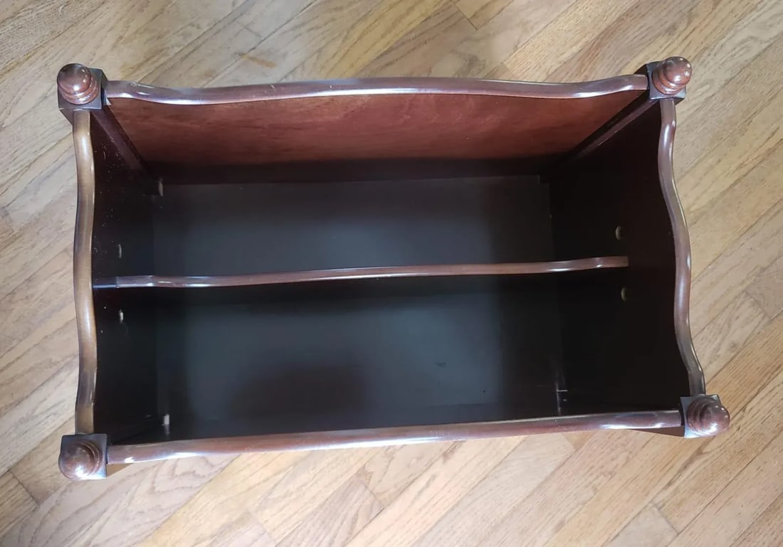 Vintage Mahogany Chippendale Style Magazine Rack on Wheels - 6