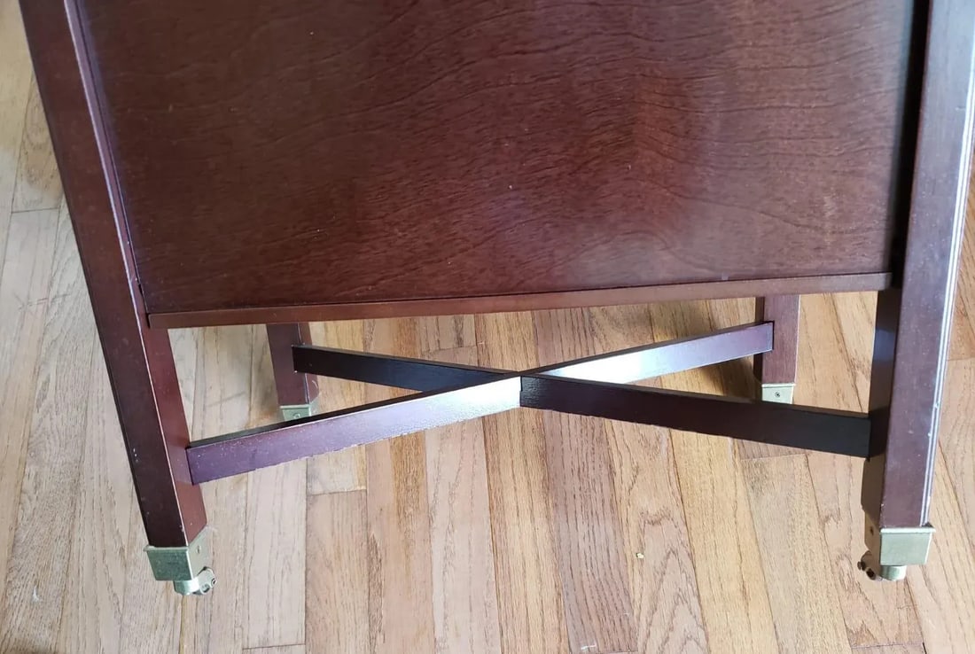 Vintage Mahogany Chippendale Style Magazine Rack on Wheels - 7