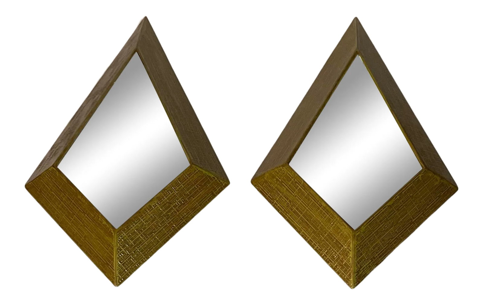 Early 1950s Mid-Century Modern Large Wood Diamond Wall Mirrors- a Pair (1 of 11)