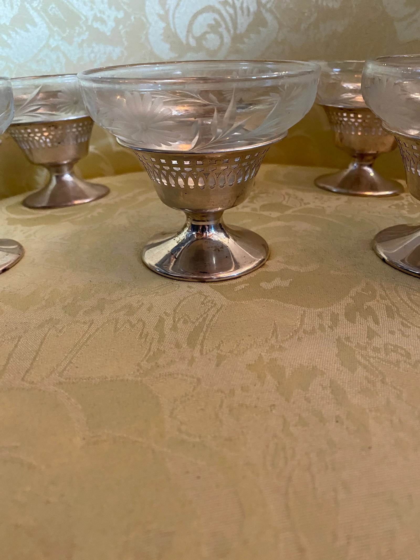 Vintage Sterling Silver Footed Desert Cups- Set of 6 - 2