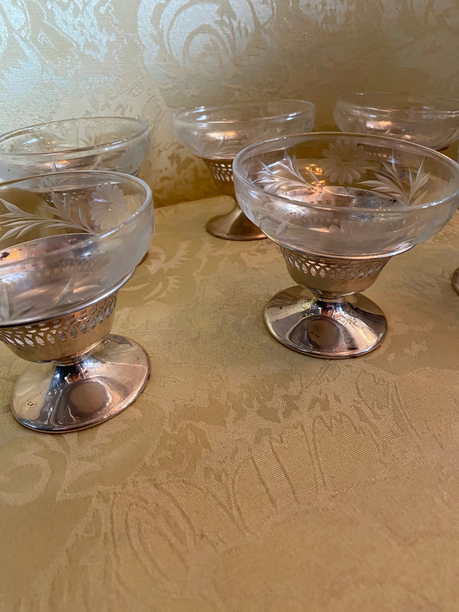 Vintage Sterling Silver Footed Desert Cups- Set of 6 - 3