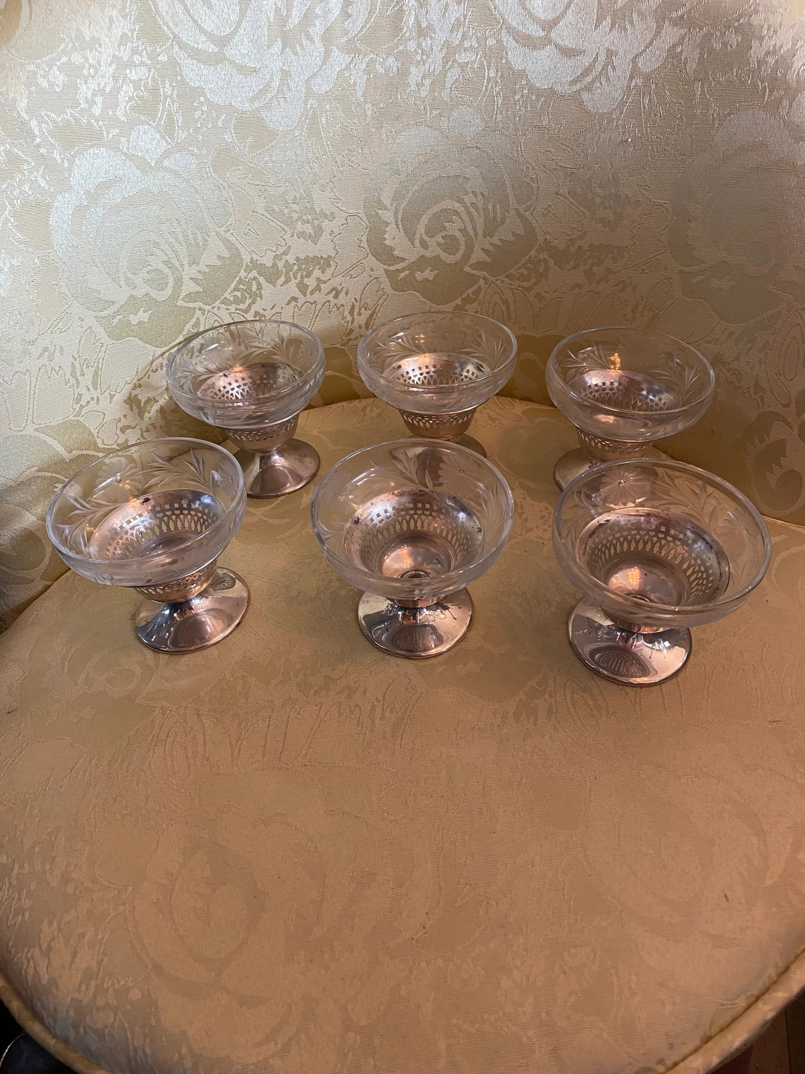 Vintage Sterling Silver Footed Desert Cups- Set of 6 - 5