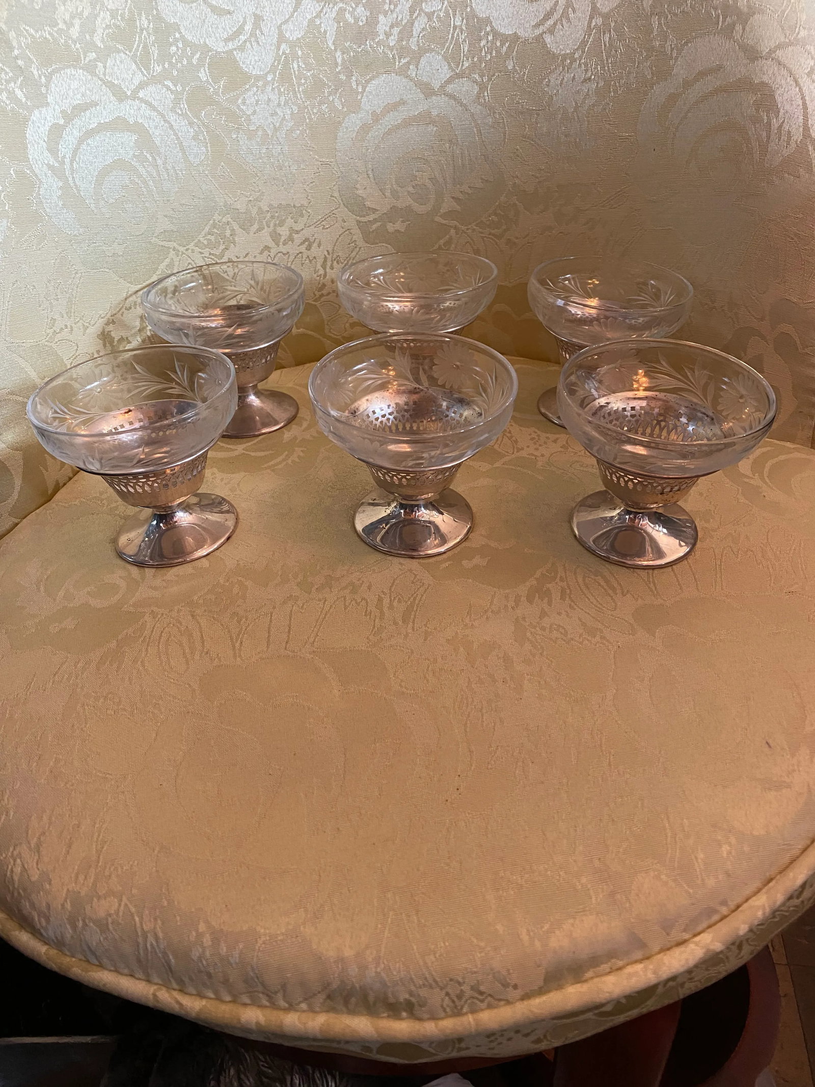 Vintage Sterling Silver Footed Desert Cups- Set of 6 - 7