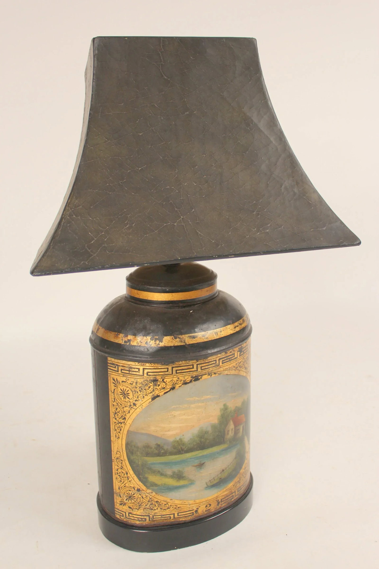 Antique Tole Tea Canister Lamp - 2