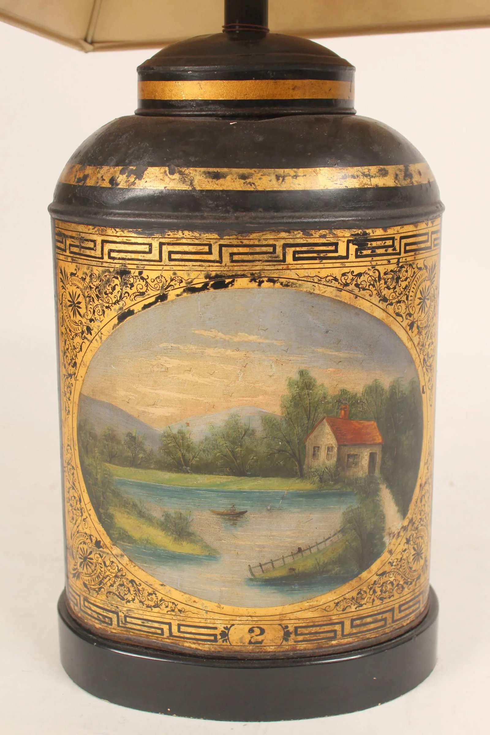 Antique Tole Tea Canister Lamp - 5