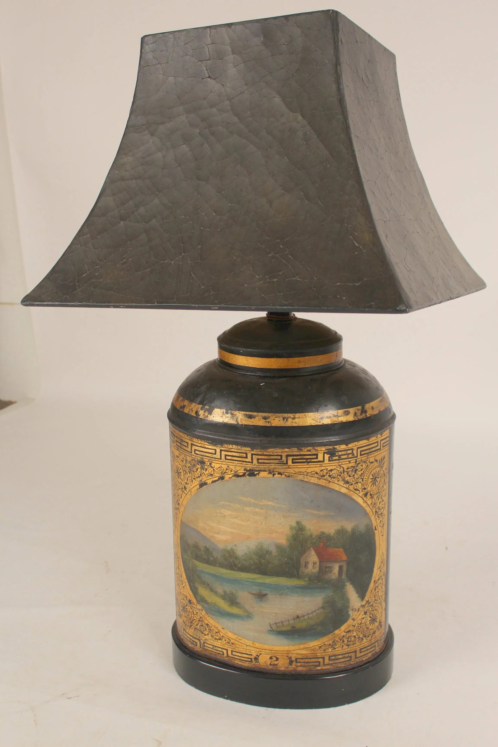 Antique Tole Tea Canister Lamp - 7