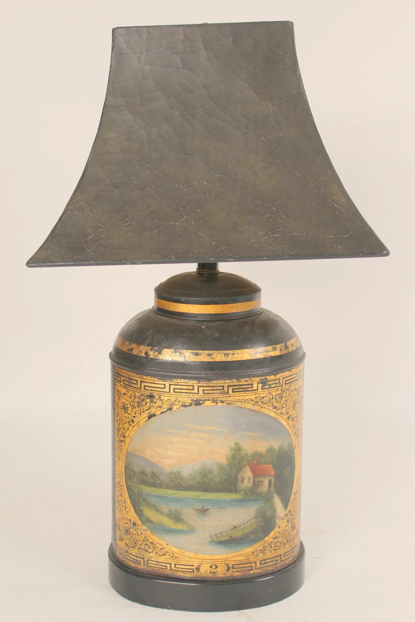 Antique Tole Tea Canister Lamp - 9