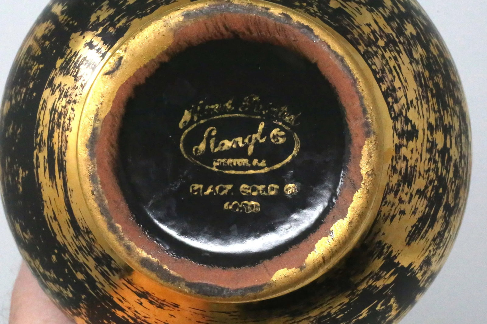 Vintage Stangl Pottery "Black Gold" Hand-Painted Vase - 4
