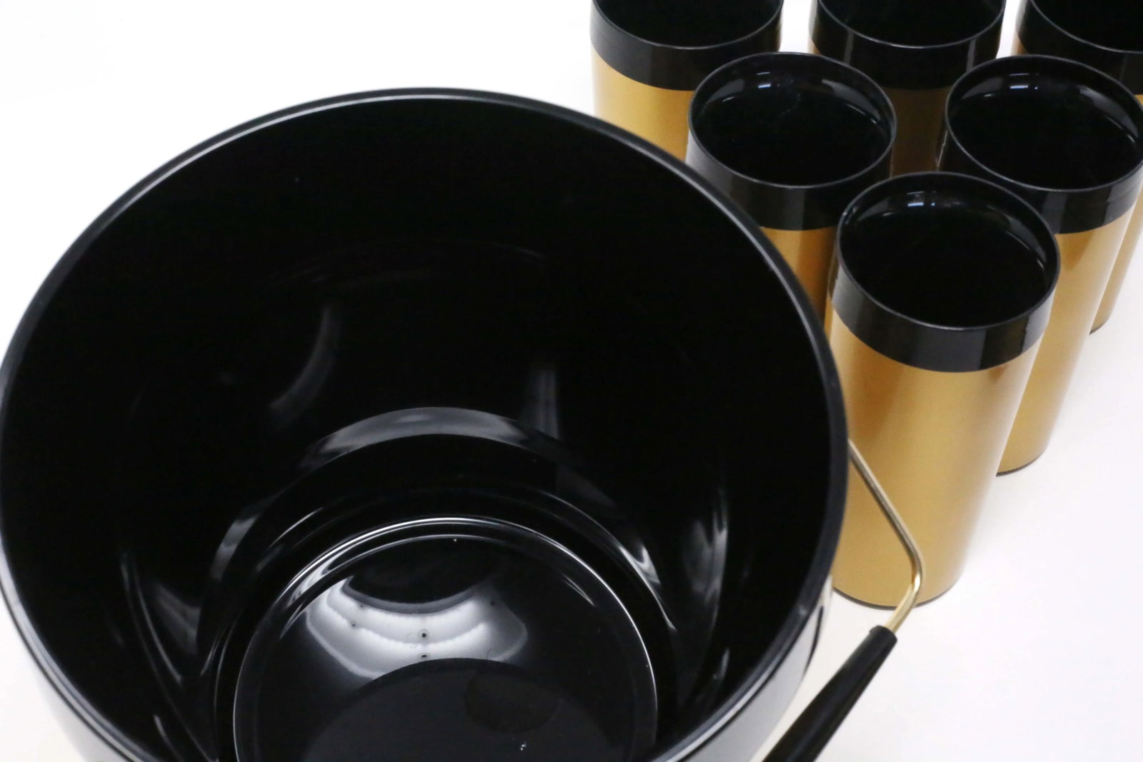 Vintage Gold and Black Insulated Ice Bucket and Beverage Cups - Set of 7 - 4