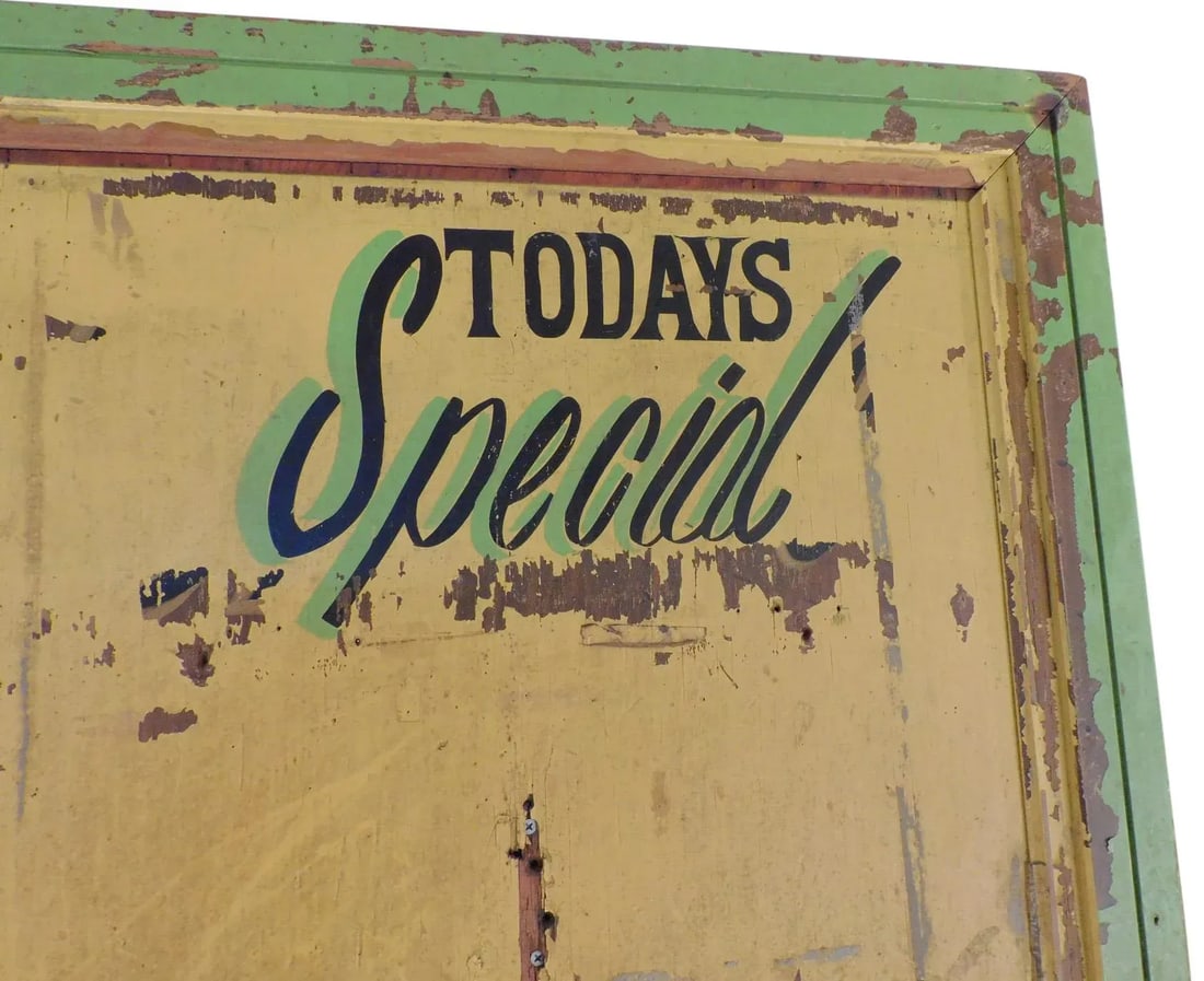 Vintage 1960s Hand Painted Restaurant Street Sign "Todays Special" - 3