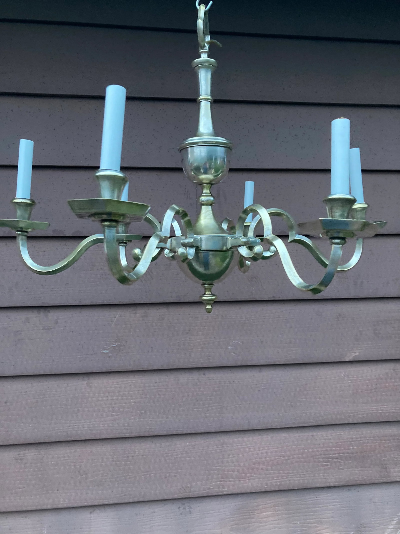 Early 20th Century Colonial Revival Silver Plated Six Arm Chandelier - 2