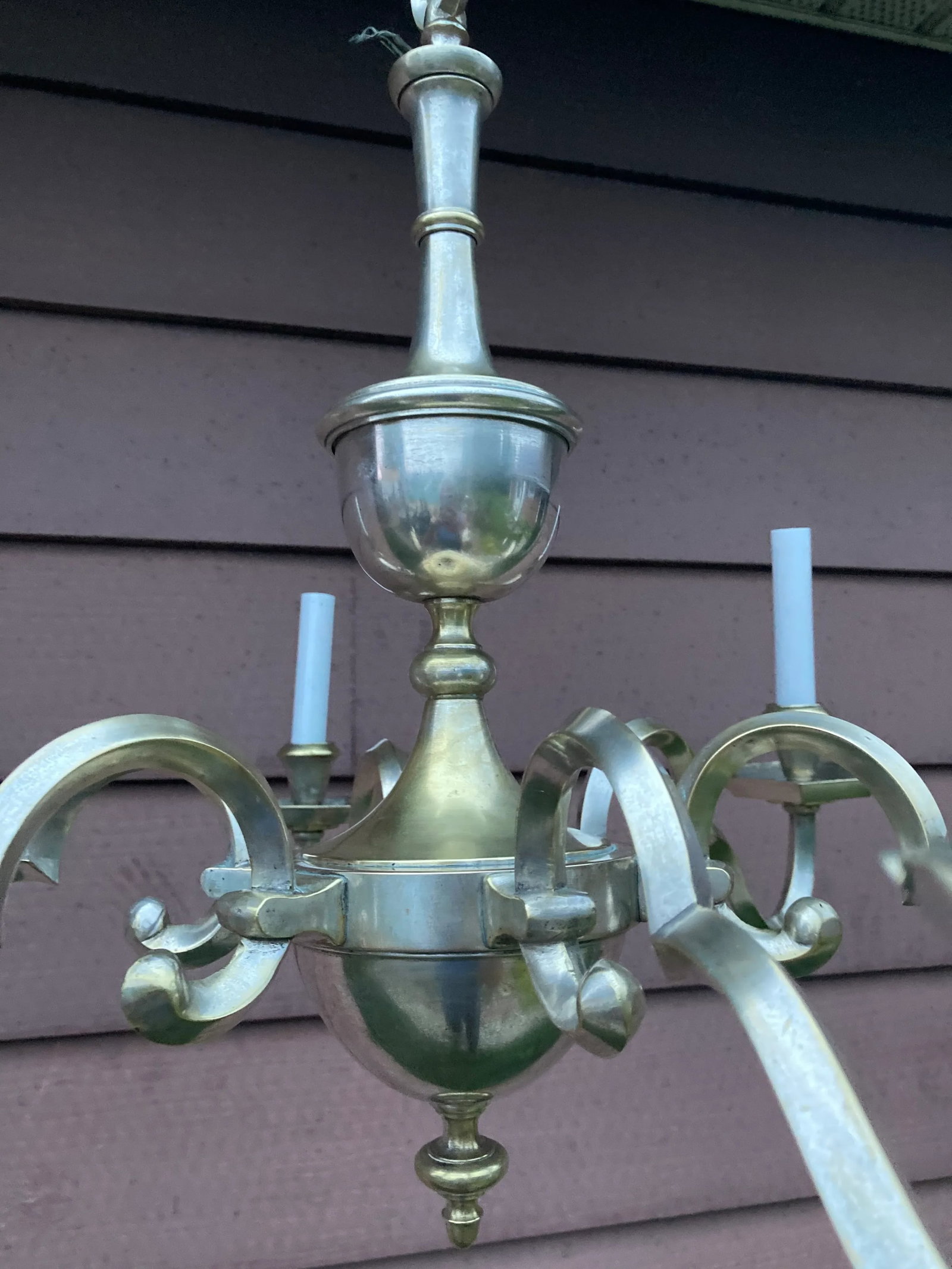 Early 20th Century Colonial Revival Silver Plated Six Arm Chandelier - 3